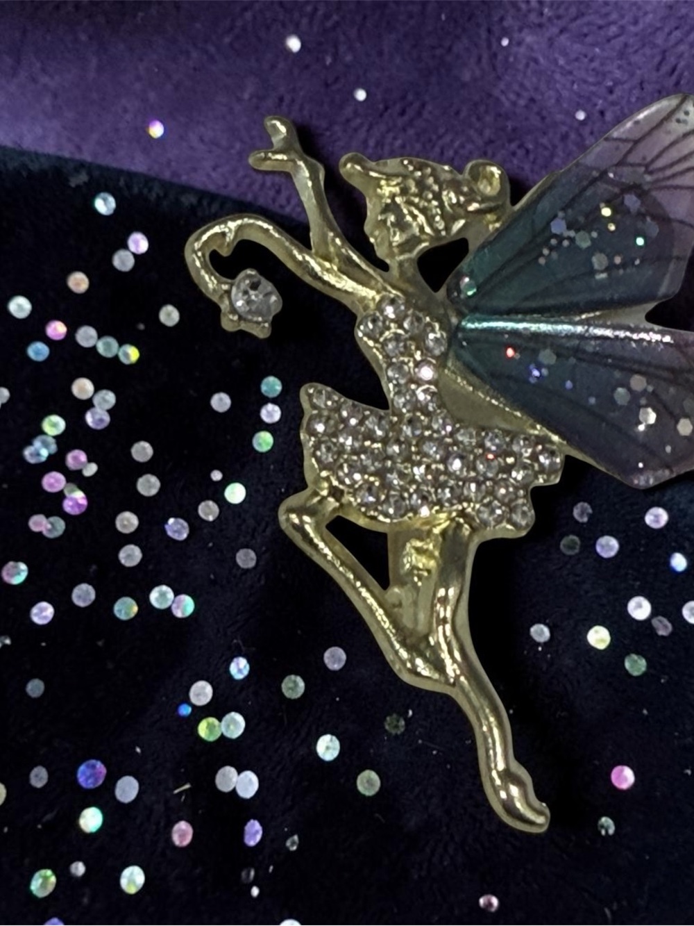 Gold Fairy Brooch with Crystal Detail